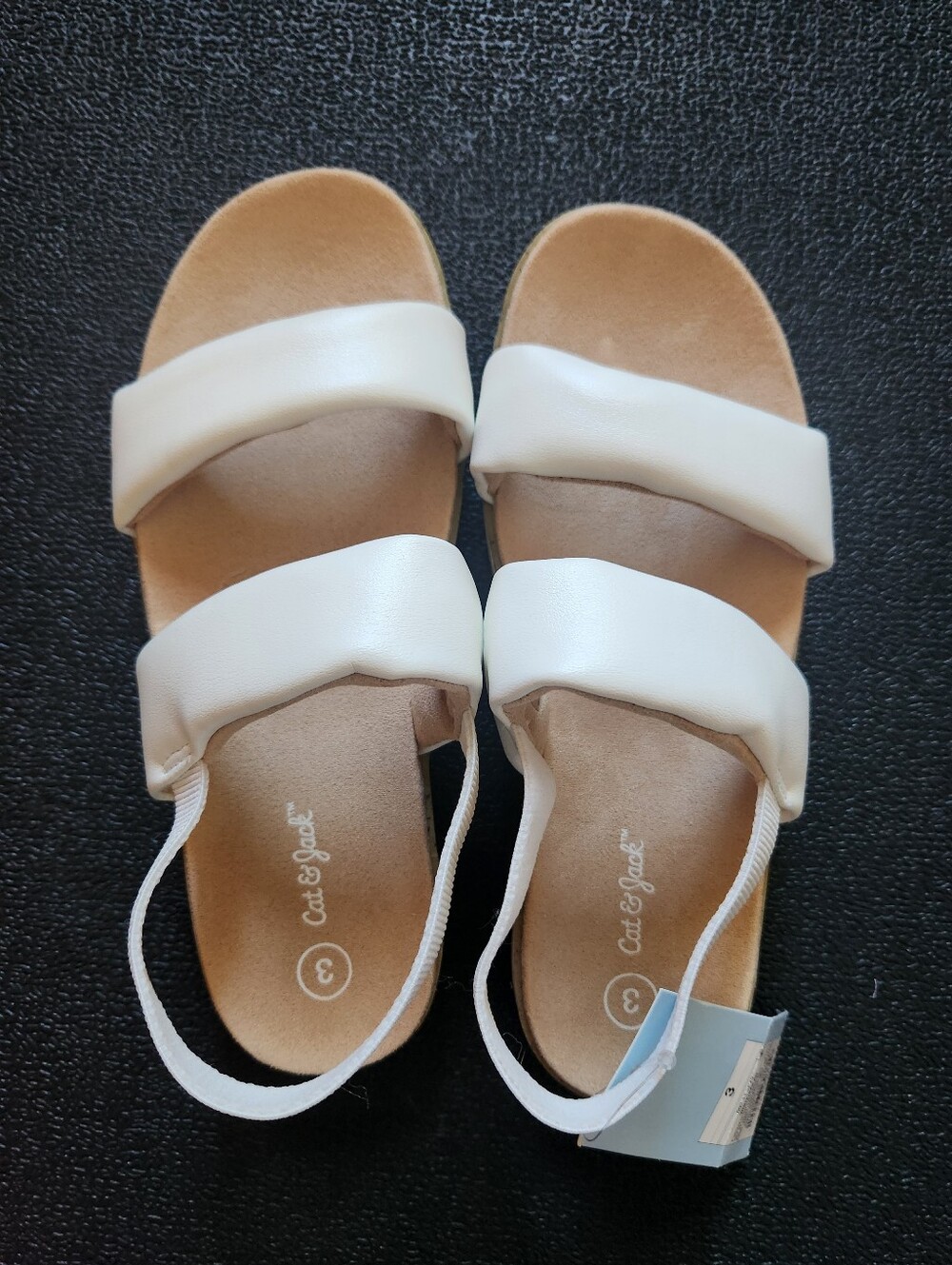 Cat & Jack White Double-Strap Girls Slide Sandals, Size 3, NWT